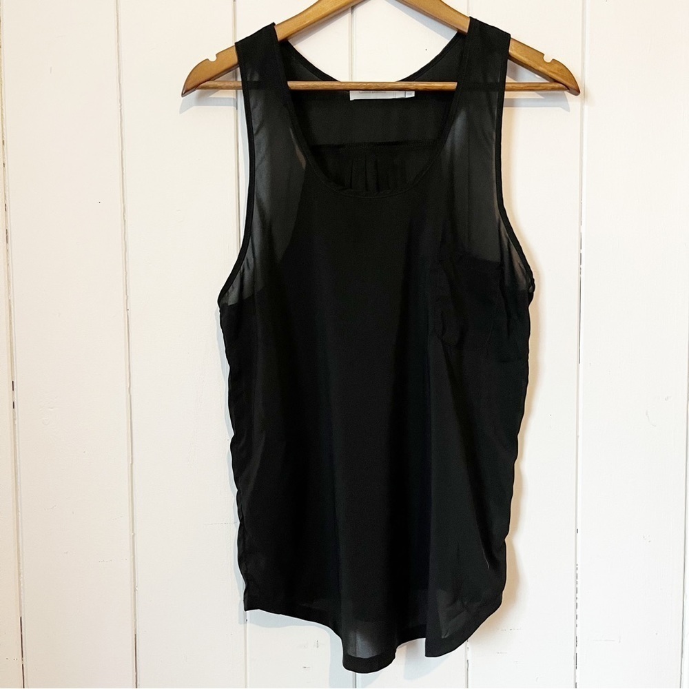 Costa Blanca Sheer Black Tank Top. Size Large.